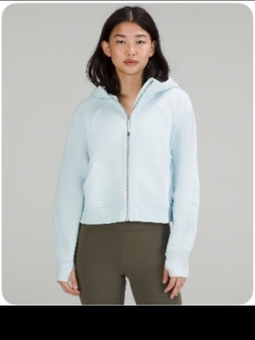 lululemon athletica Light Blue Hooded Zip-Up Cropped Sweatshirt